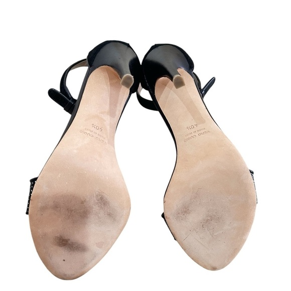 Club Monaco Casey Black sandal 4.5 inch Heels calf fur & leather Italy EU 40.5 - Picture 7 of 9